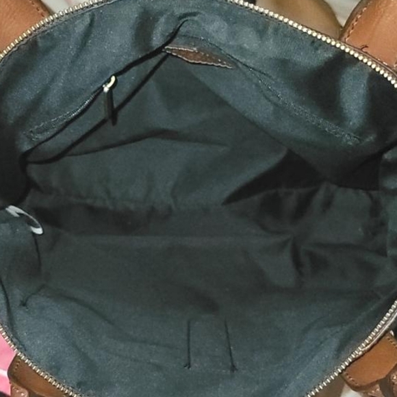 Fossil Leather Black Brown Handbag Purse Shoulder Satchel Tote Classic Women - Picture 9 of 16